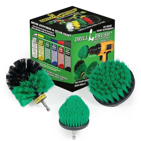 Drill Brush Power Scrubber By Useful Products 5 in W 5 in L Brush, Green G-S-4CO-QC-DB